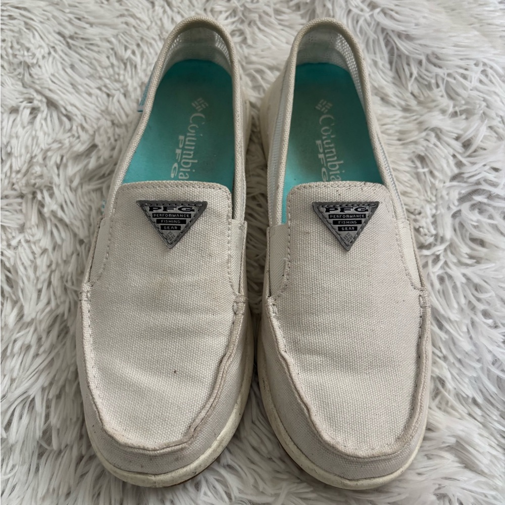 Columbia Off-White Canvas Slip-Ons
